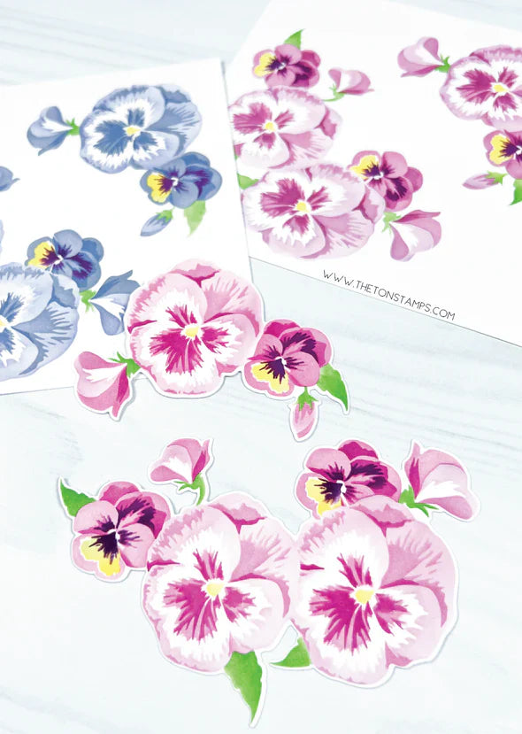Bright Pansies Clusters Layering Stencils*